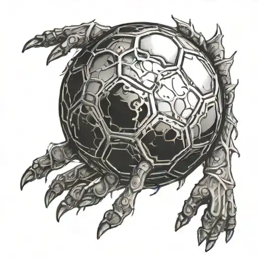 A soccer ball made out of zombie hands tattoo design idea