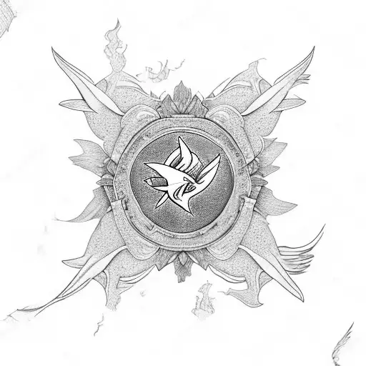 Phoenix, sharks tooth, flowers, mandala  tattoo design idea