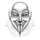 anonymous mask in half with traces of electrical circuits, very detailed, with programming codes tattoo design idea