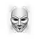 anonymous mask in half with traces of electrical circuits, very detailed, with programming codes tattoo design idea