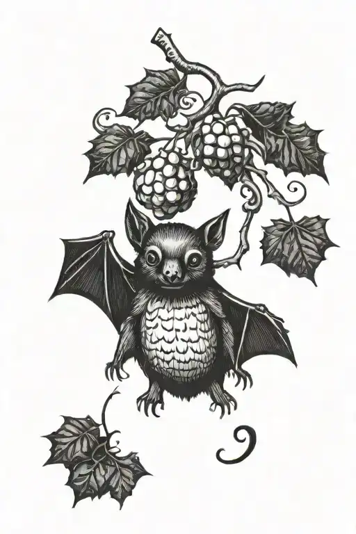 creepy fruit bat tattoo design idea