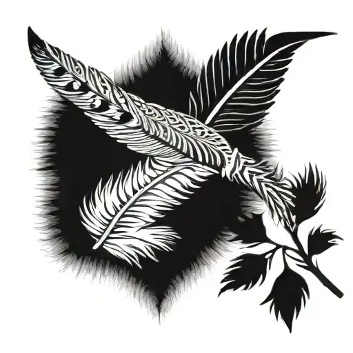 pheasant feather, pine tress, quoted words "It tattoo design idea