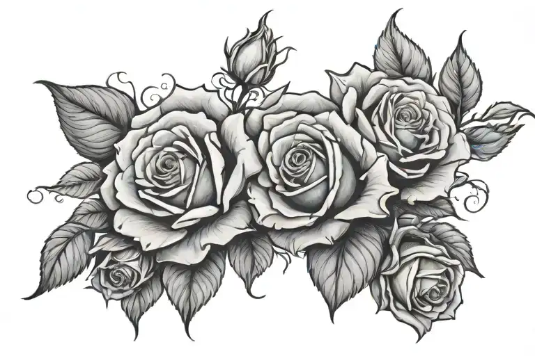 Roses with name reverse shading adapted tattoo design idea
