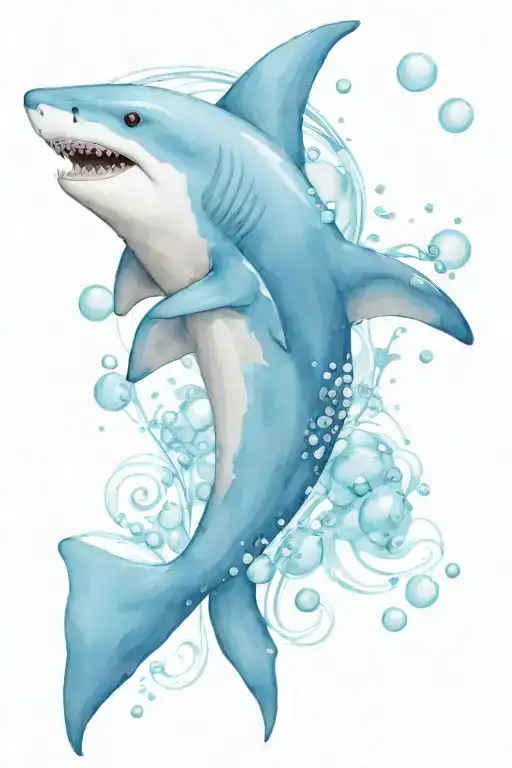 feminine shark with bubbles tattoo design idea