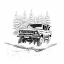 A rugged 4WD vehicle conquering rough terrain tattoo design idea