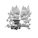 A 4WD vehicle surrounded by nature tattoo design idea