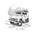 A 4WD vehicle surrounded by nature tattoo design idea