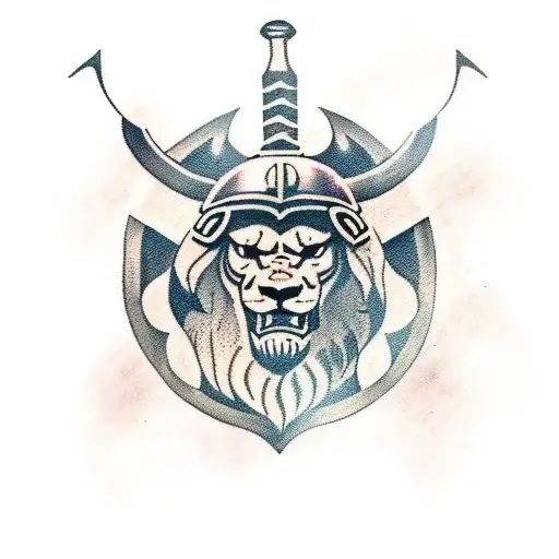 Viking warrior with a lions head  tattoo design idea