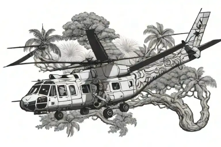 tree of life, chinook helicopter, hawaii inspired tattoo design idea