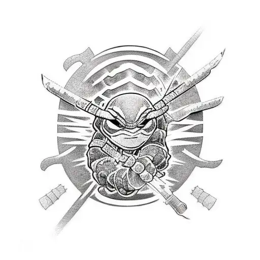 Japanese "Ninja Turtle Shoulder" Tattoo Idea - BlackInk AI