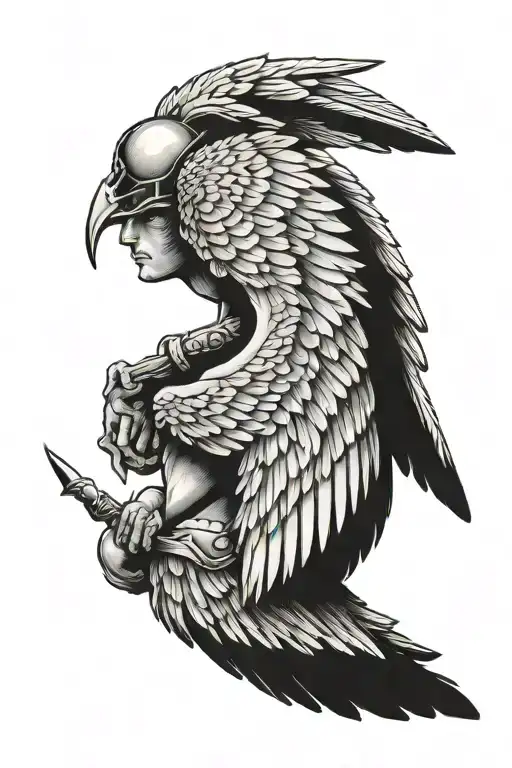 closed wings of an angel half and demon half back tattoo tattoo design idea