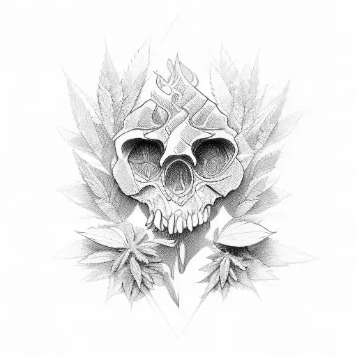 marihuana leave tattoo design idea