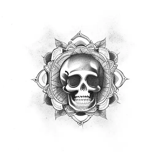 Mandala with candy skull tattoo design idea
