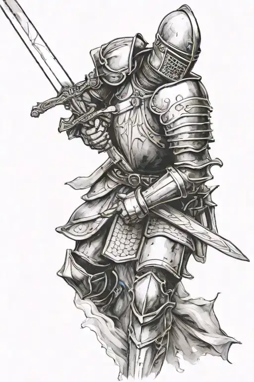 knight holding a sword tattoo design idea