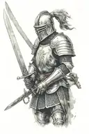 knight holding a sword tattoo design idea