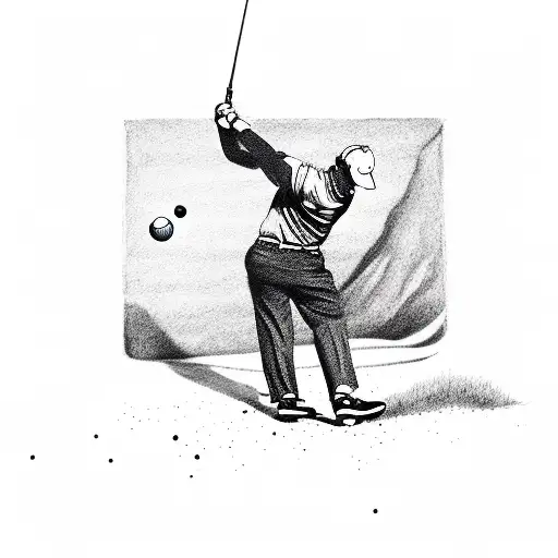 golfer hitting bingo ball tattoo design idea