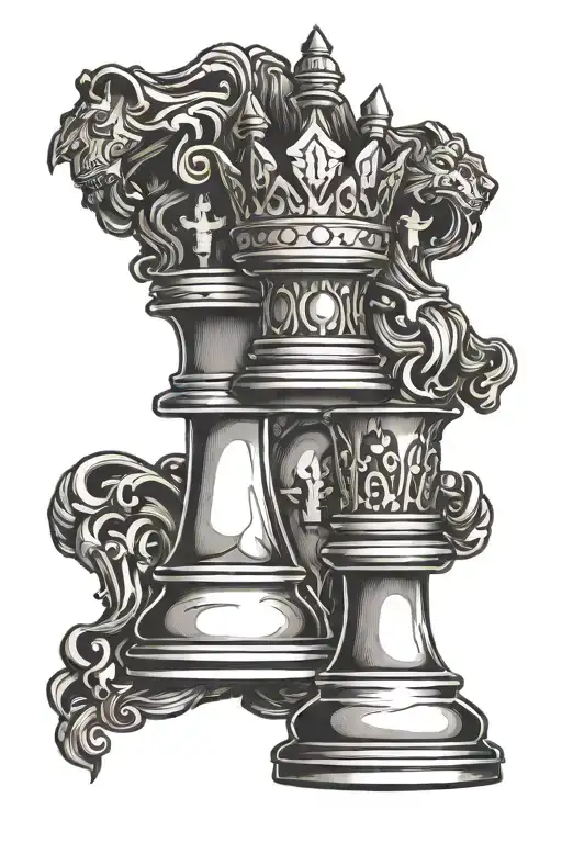 chess king chess piece tattoo design idea