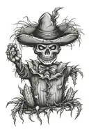 scarecrow cactus scary tattoo design idea