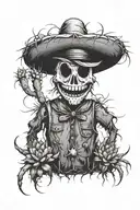 scarecrow cactus scary tattoo design idea