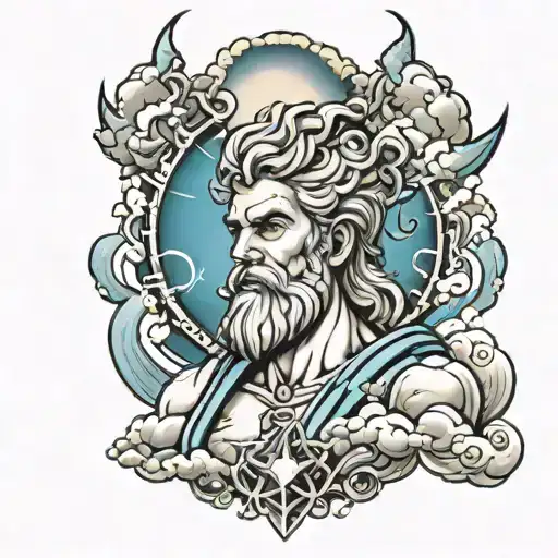 Zeus, lightning, clouds, Greek gods tattoo design idea
