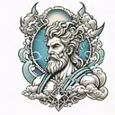 Zeus, lightning, clouds, Greek gods tattoo design idea