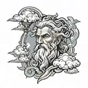 Zeus, lightning, clouds, Greek gods tattoo design idea