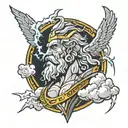 Zeus, lightning, clouds, Greek gods tattoo design idea