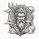 Zeus, lightning, clouds, Greek gods tattoo design idea