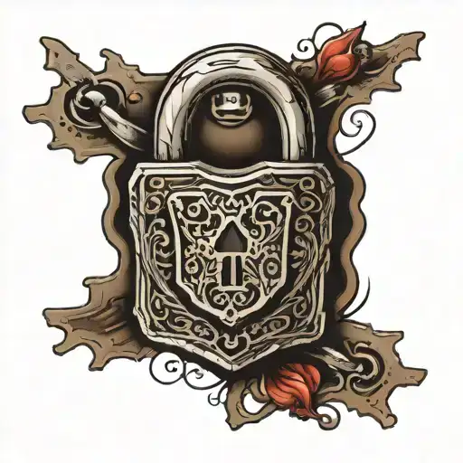 Padlock cut with written 15 in Roman numerals and written next to insubordinate tattoo design idea