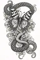 butterfly and snake tattoo design idea