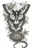 butterfly and snake tattoo design idea