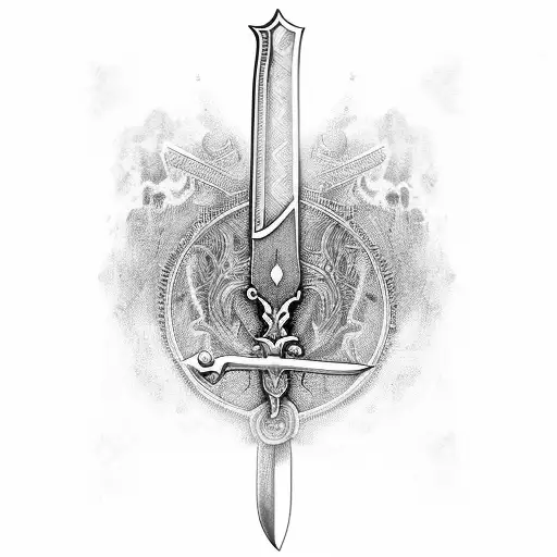 sword with tyographic names pf "Harsh" , "Anita" , "Raj", "Ram", "Ashok", "Rupa" tattoo design idea