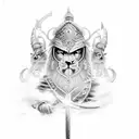 sword with tyographic names pf "Harsh" , "Anita" , "Raj", "Ram", "Ashok", "Rupa" tattoo design idea