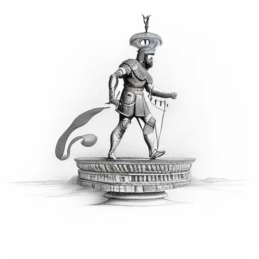 roman numerals with a man walking on top of number with his head down tattoo design idea