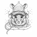 rat with beret tattoo design idea