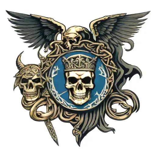 MacBEth Family Crest, Celtic warrior, Skull, Celtic symbols, Kilt tattoo design idea