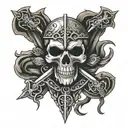 MacBEth Family Crest, Celtic warrior, Skull, Celtic symbols, Kilt tattoo design idea