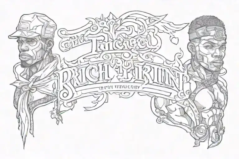 Caption : Get Rich Or Die Tryin' in Chicago style tattoo on chest tattoo design idea