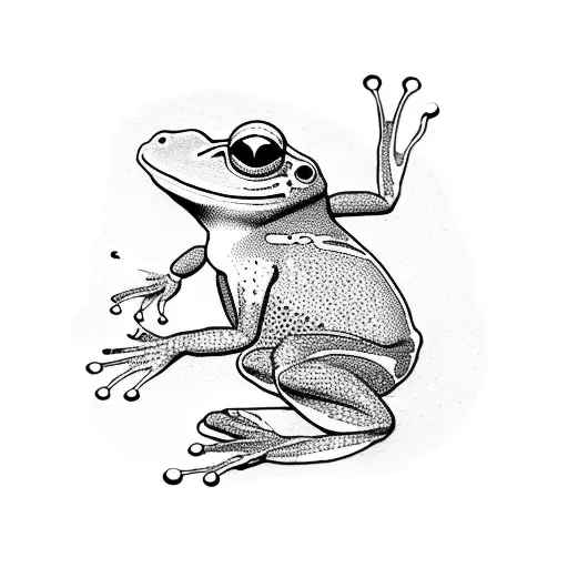 a psychedelic frog, simple for beginners tattoo design idea