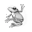 a psychedelic frog, simple for beginners tattoo design idea