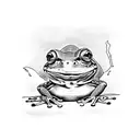 a psychedelic frog, simple for beginners tattoo design idea