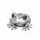 a psychedelic frog, simple for beginners tattoo design idea