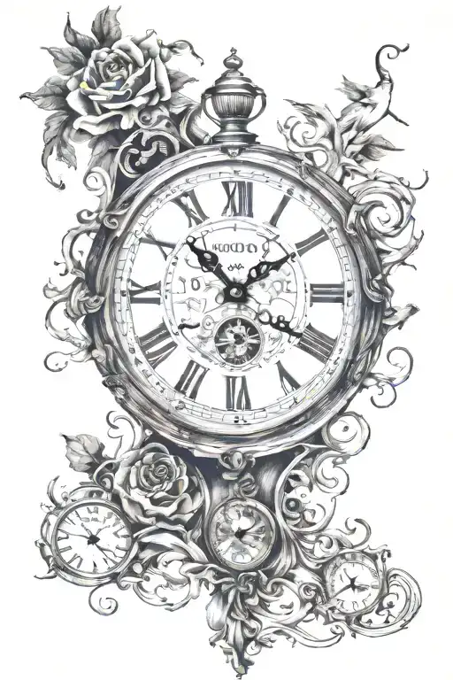 salvador dali clock tattoo design idea
