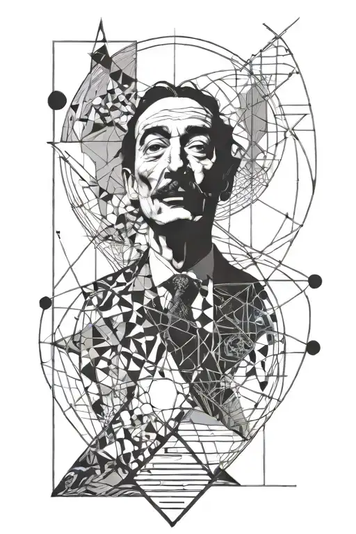 salvador dali and strange line tattoo design idea