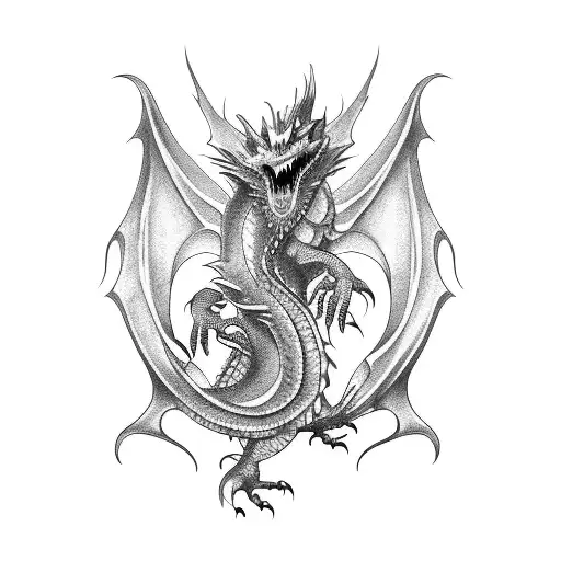 mechanical dragon tattoo design idea