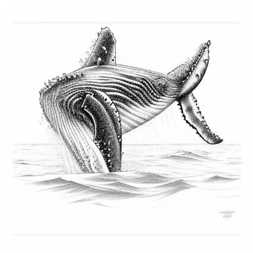 humpback whale, polka art tattoo design idea