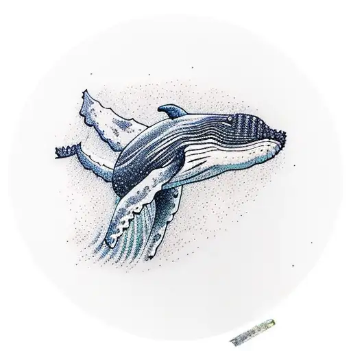 humpback whale, polka art tattoo design idea