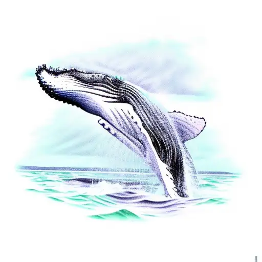 humpback whale, polka art tattoo design idea