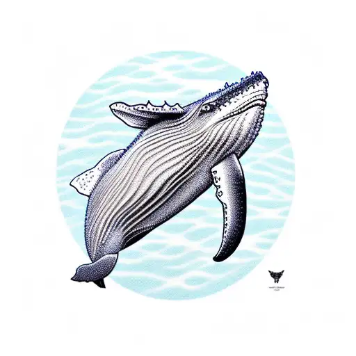 humpback whale, polka art tattoo design idea
