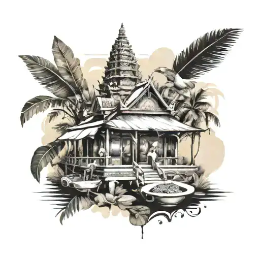 Create a tattoo that represents the client's love for Cambodia and their occupation as a restaurant owner tattoo design idea